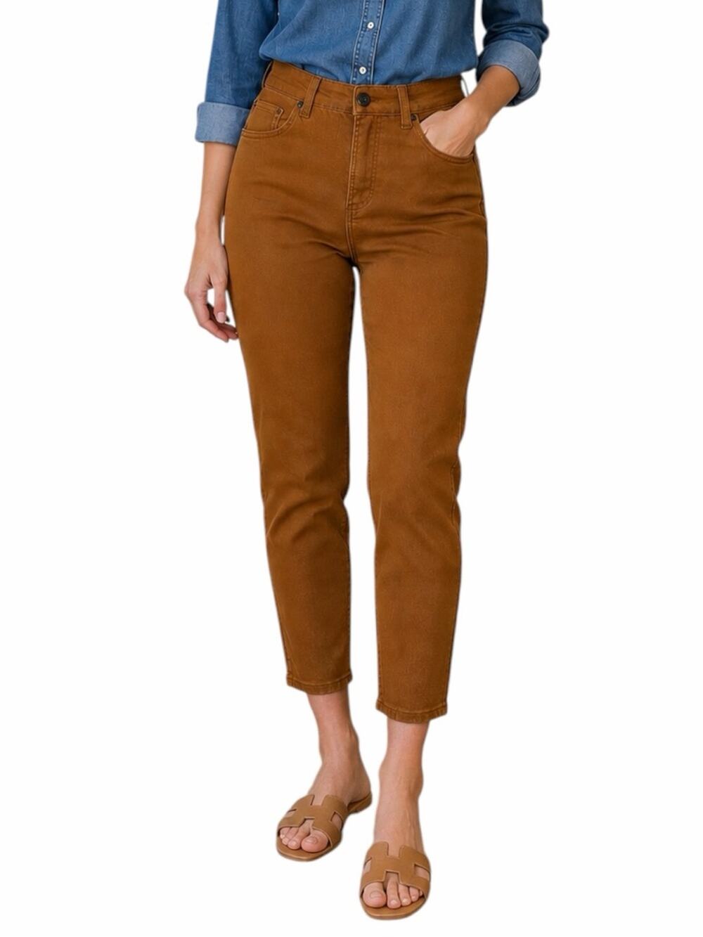 Universal Standard Tobacco Brown Slim Fit Ankle Jeans Women’s Size 12 Mid Rise